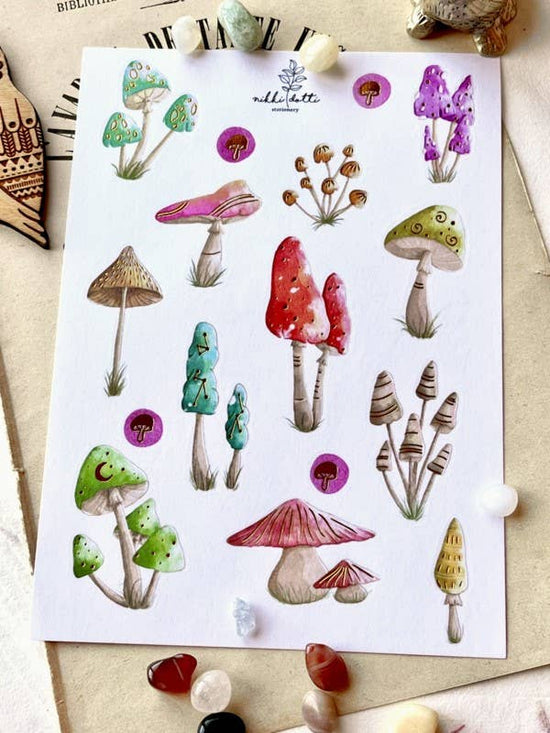 Sticker sheet - Mushrooms Gold foil