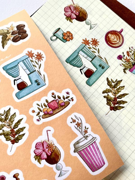 Sticker sheet - Floral coffee