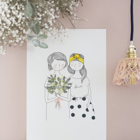 Art Print A5 - Mimosa sisters Yellow