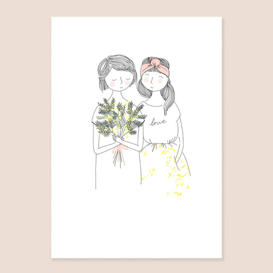 Art Print A5 - Mimosa sisters Pink