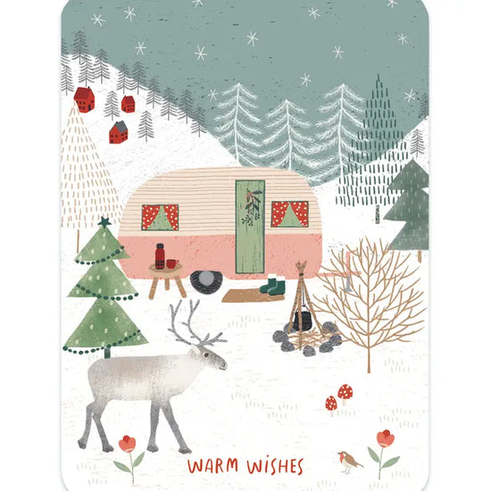 KerstKaart - Warm Wishes Caravan