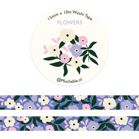 Washi Tape - Flowers Blue
