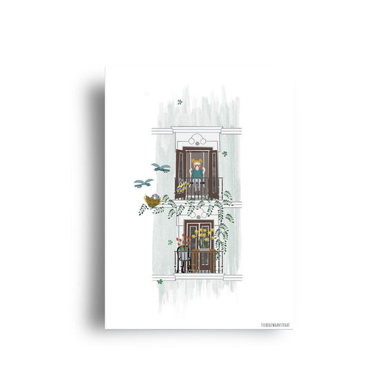 Kaart - Balkonnetje in de Lente