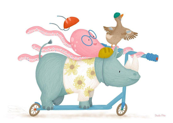 Kaart -  Neushoorn op de Step