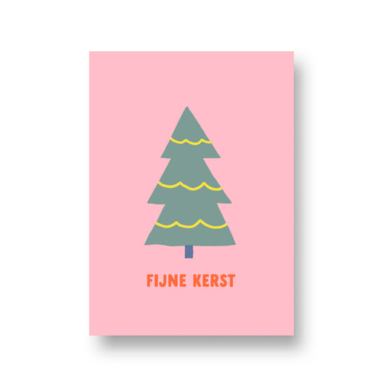 KerstKaart - Fijne Kerst Gele Slinger