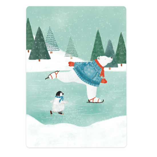 Kaart - Beer en Pinguïn op het ijs