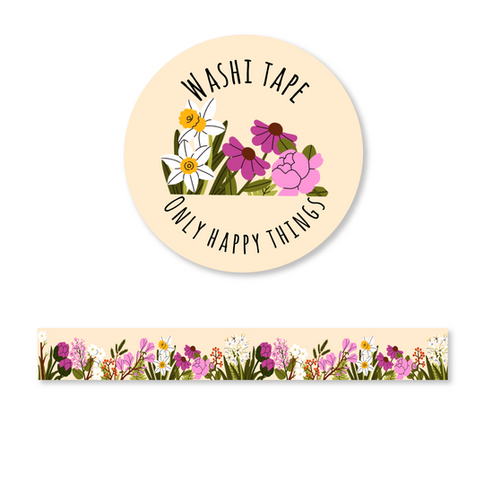 Washi tape - Blooming flowers yellow