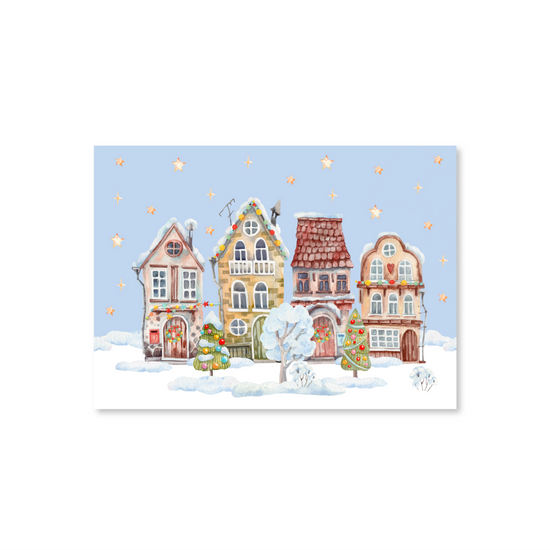 Kerstkaart - Winter Wonderland Huisjes
