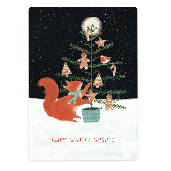 Kerstkaart - Warm Winter Wishes Eekhoorn