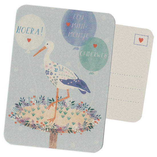 Kaart - Hoera! Een mini-mensje Onderweg